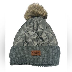 Britt's Knits Stylish Quilted With Pom Beanie